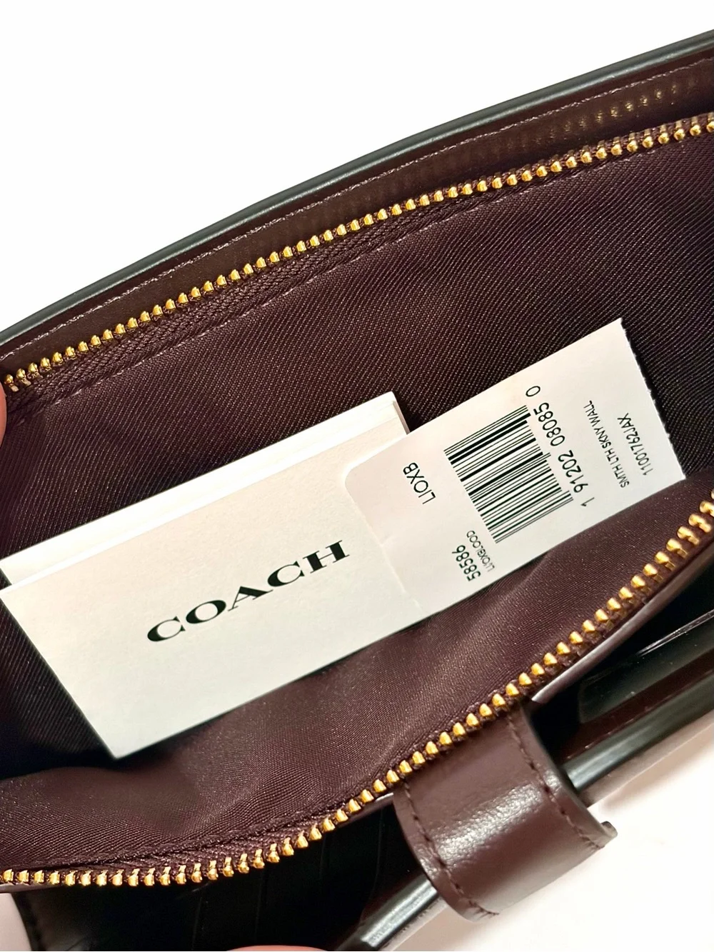 Coach Smooth Leather Skinny Zip Vintage Kiss-lock Wallet in Oxblood/Gold Hardw